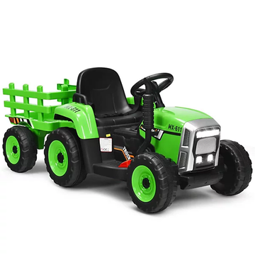 GARVEE 12V Electric Tractor & Trailer for Kids, 3-6 Yrs - With RC - Green / 25W