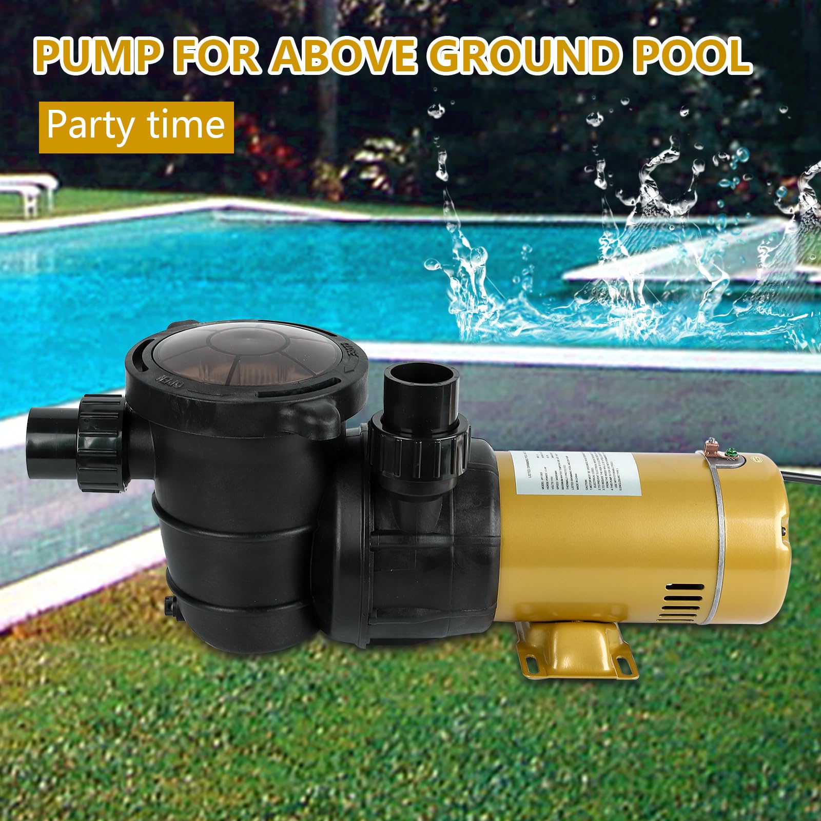 GARVEE 2HP Swimming Pool Pump Single Speed In/Above Ground Water Pump,115V 5568GPH & High Flow, Powerful Primming Swimming Pool Pumps with Filter Basket, Low Noise for Family