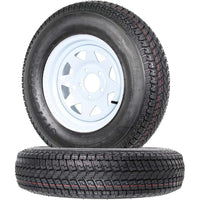 GARVEE Set of 2 Trailer Tires Rims 175-80 5 Lug  6PR White Spoke Wheel Load Range C