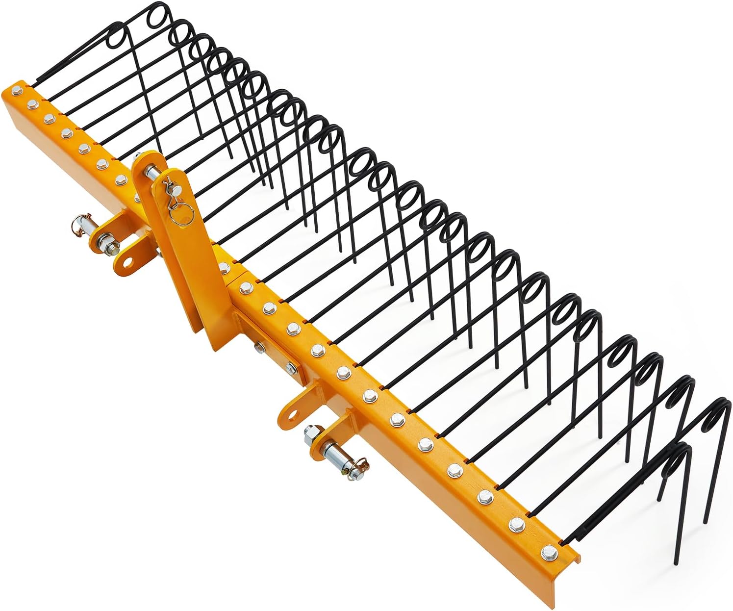 GARVEE 60 Inch Pine Straw Rake: 26 Coil Spring Tines, Fits Cat0 Cat1 Tractors