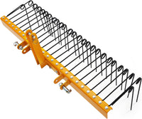 GARVEE 60 Inch Pine Straw Rake: 26 Coil Spring Tines, Fits Cat0 Cat1 Tractors