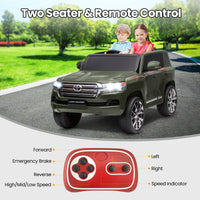 GARVEE 12V Toyota Land Cruiser Kids' Car: Remote, LED, 3 Speeds, Dual 45W Motors, USB Music, Seat Belt, CPC & ASTM Approved - Green