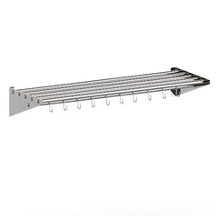 GARVEE Commercial Stainless Steel Shelf with Hooks for Wall Mount - Silver / 12x48 Inch