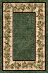 GARVEE Living Room Rug Christmas 9x12 Area Rug Washbale Green Rug Plaid Rug with Pinecorn Xmas Decor Non Slip Soft Large Area Rug for Bedroom Stain Resistant Carpet for Nursery Border|Green 9'x12'