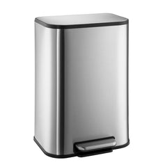 GARVEE Bathroom Trash Can, 3.2 Gallon / 12 Liter Stainless Steel Garbage Can, Small Rectangular Trash Can with Soft Close Lid Foot Pedal & Inner Bucket for Kitchen Home Office Bedroom Living Room