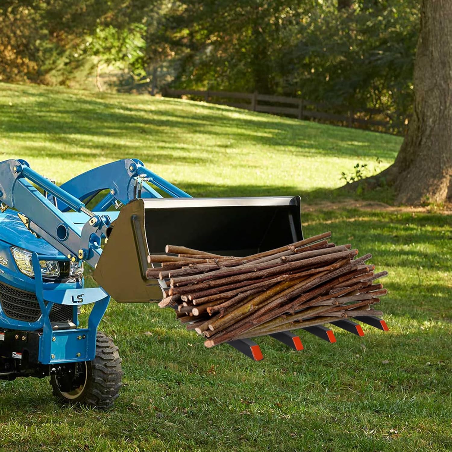 2500 LBS 48" Clamp-on Debris Forks with 5 Tines for Bucket