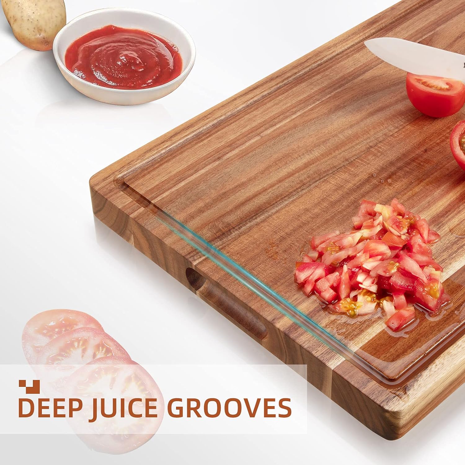 Extra Large Acacia Wood Cutting Board, 24x18", Reversible with Juice Groove, Butcher Block for Meat and Veggies - Boards / 20 x 15 x 1.5 Inch
