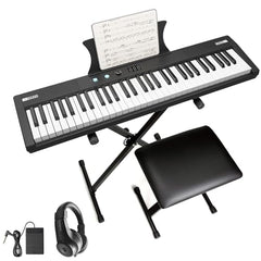 GARVEE 61 Key Keyboard Piano + Electric Semi-Weighted Keys + Built-In Speakers + Power Supply + Pedal + Portable + Suitable for Beginners/Professionals + Perfect for Birthday or Christmas