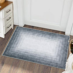 GARVEE Small Rug Modern Ombre Washable Area Rug Entryway Rug Doormat Stain Resistant Non-Slip Contemporary Bordered Gradient Floor Carpet Accent Rug for Front Entrance Kitchen, Grey, 2' x 3'