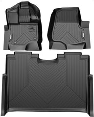 GARVEE Floor Mats Compatible with Ford F150,Custom Fit Floor Liners for 2015-2023 Ford F-150 Super Crew Cab, 1st & 2nd Row TPE All Weather Protection,Black