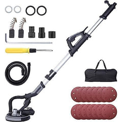 GARVEE Advanced Drywall Sander, 750W Electric Motor, Variable Speed 900-1800RPM, 6.6ft Dust Hose with LED Light, Extendable Handle, 14 Pcs Sanding Discs