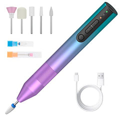 GARVEE Cordless Electric Nail Drill, GARVEE Rechargeable Nail Drill Machine for Acrylic Gel Nails, Portable Electric Nail File kit with High-Grade Ceramic Bits for Home Salon Use(Gradient Purple)…