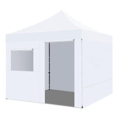 GARVEE Commercial Canopy Tent with 4 Removable Sidewalls, 10x10 Pop Up Canopy Tent Heavy Duty 500D Waterproof with Roller Bag & 4 Sandbag for Outdoor/Camping/Stall/Party Event (White)