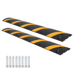 GARVEE 6 Ft Rubber Speed Bump 2 Pack - 2 Channel Heavy Duty, 25000 lbs Load Capacity, Cable Protector Ramp for Asphalt, Concrete, Gravel Driveway