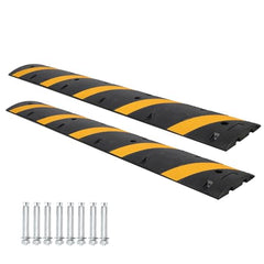 GARVEE 6 Ft Rubber Speed Bump, 2 Pack - 2 Channel Modular Heavy Duty Speed Bumps Humps 25000 lbs Load Capacity, Cable Protector Ramp for Asphalt Concrete Gravel Driveway Road