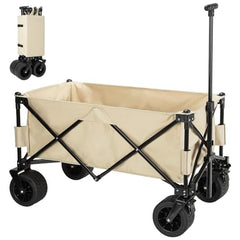 Collapsible Wagon Cart, 330lbs Large Capacity Beach Wagon, Heavy Duty Folding Wagon with All-Terrain Wheels, Portable Outdoor Utility Wagon for Sports Shopping Camping Garden