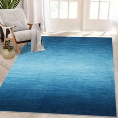 GARVEE Gradient Blue Rug 6x9 Rug for Living Room Machine Washable Rugs Modern Throw Rugs Non Slip Rugs for Bedroom Flannel Soft Rug with Rubber Backing Stain Resistant Carpet 6'x9' Blue