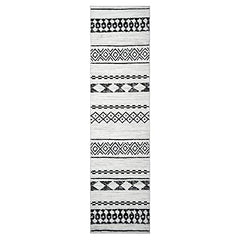 LUXLOOM 2x6 Entryway Runner Rug Hallway Runners Boho Geometric Indoor Non Slip Washable Rug Vintage Moroccan Kitchen Rug Soft Low Pile Non-Slip Laundry Rug Runner for Bedroom Bedside Kitchen Black