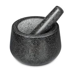 Polished Granite Mortar and Pestle Set, Stone Grinder Bowl for Grinding Herbs Spices, Making Guacamo, Salsa, Pepper and Nuts Crusher