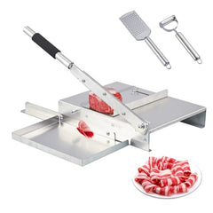 GARVEE Manual Frozen Meat Slicer, 8'' Stainless Steel Meat Cutter, Beef Mutton Roll for Hot Pot Kbbq Food Slicer Slicing Machine for Home Cooking of Hot Pot Shabu Shabu Bbq