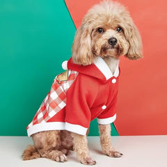 GARVEE Dog Christmas Plaid Sweatshirt Hoodie 4 Snowman Pattern Pet Winter Clothes for Small Medium Large Dogs Red Snowman Hooded Sweatshirt M