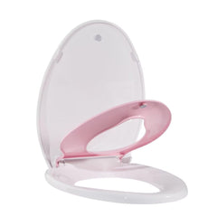 GARVEE Elongated Toilet Seat with Toddler Seat Built in, Potty Training Toilet Seat for Toddlers, 2 in 1 Toilet Seat for Toddlers & Adults, with Slow Close and Magnets, Pink Elongated