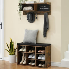 GARVEE Hall Tree Bench + 6-in-1 Functionality + Shoe Storage & Coat Rack + High-Quality Wood + Blackboard & Hooks + 31.5 inch + Hallway