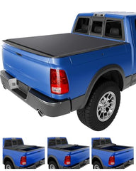 GARVEE Soft Quad Fold Truck Bed Tonneau Cover Compatible with 2002-2023 Dodge Ram 1500, 2003-2023 Dodge Ram 2500 3500, 6.4 ft Bed