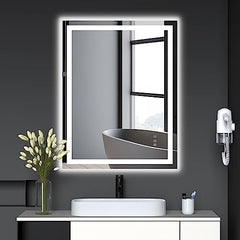 GARVEE LED Bathroom Mirror 28x36 Inch Vanity Mirror with Frontlit and Backlit, Anti-Fog, 3-Colors Brightness Adjustable, Shatter-Proof, Horizontal/Vertical Installation, Perfect for Makeup and Shaving