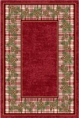 GARVEE Christmas Rug 8x10 Area Rug for Bedroom Washable Red Plaid Rug Non Slip Living Room Rug Xmas Decor with Pinecorn, Soft Large Low Pile Stain Resistant Carpet for Nursery Border|Red 8'x10'