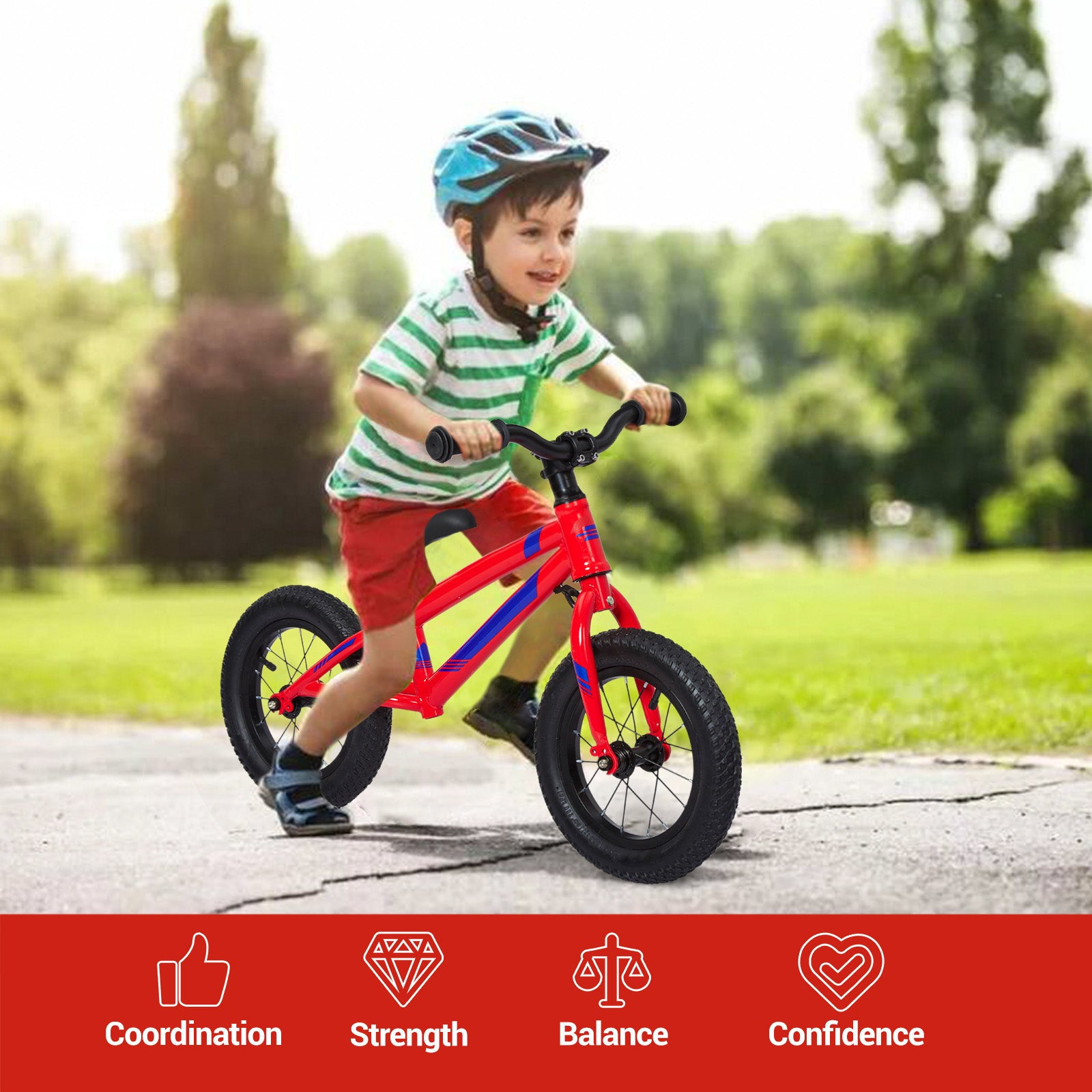 GARVEE Balance Bike Lightweight Toddler Bike for 2-6 Year Old Boys and Girls - No Pedal, Adjustable Handlebar and Seat, Aluminium, EVA Tires - Red