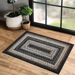 GARVEE Braided Rug 2x3 Entryway Rugs Indoor Rustic Area Rug Washable Rug Modern Geometric Area Rug Non-Slip Boho Rug for Living Room Bedroom Kitchen, Black