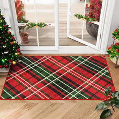 NANAN Christmas Area Rug 2x6 Washable Mats Entry Rug for Living Room Bedroom Dining Room Easy Care Indoor Floor,Green