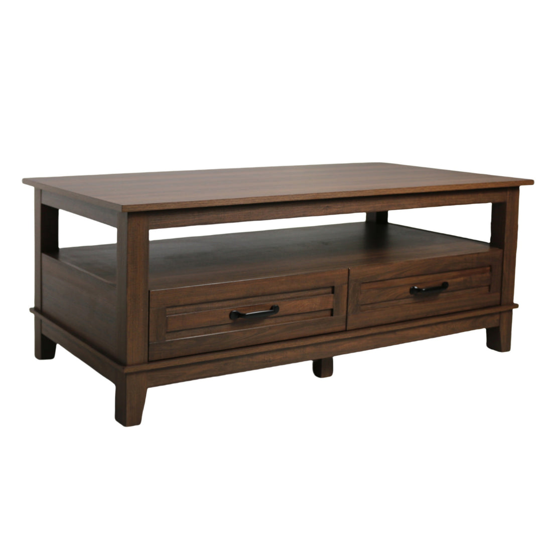 GARVEE Coffee Table with Drawers, Farmhouse Center Table with Storage, 47.2" Living Room Table with Open Display Shelf