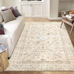 GARVEE Area Rugs 5x7 - Washable Rug for Living Room, Non-Slip Bedroom Rug, Stain Resistant Soft Rug (Beige, 5'x7')