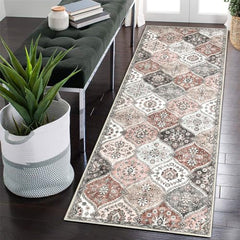 GARVEE Runner Rugs for Hallway 2x6 Moroccan Bathroom Rugs Machine Washable Trellis Geometric Pink Rug Non Slip Kitchen Entryway