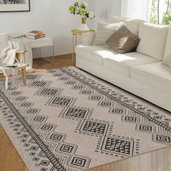 Zacoo Easy Jute Area Rug 5x7 Farmhouse Rugs for Living Room Ultra-Thin Washable Natural Bedroom Rugs Non-Shedding Outdoor Rugs for Patio Dining Room Bohemian|Brown 5'x7'