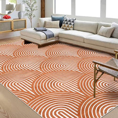 GARVEE 8x10 Living Room Rug Washable Rug Large Modern Area Rugs for Bedroom Non Slip Backing Throw Carpet Indoor Soft Thin Rug Contemporary Lines Print Accent Rug for Bedroom Dining Office Orange