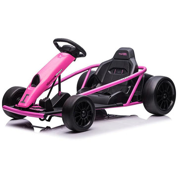 GARVEE 24V Go Kart for Kids 8-12, 300W*2 Motors, 9Ah Battery, 8MPH Speed, Music, Horn, 175lbs Max Load - Pink