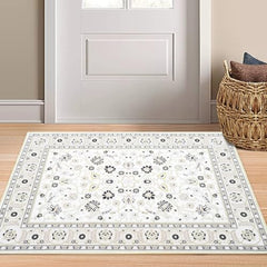 GARVEE Washable Rugs 4x6 Rug Boho Rug for Living Room Bedroom Decor Oriental Vintage Carpet Non Skip Floor Mats Distressed Rug for Classroom Nursery Dining Room Office, Beige 4'x6'