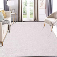 GARVEE 8x10 Area Rug for Living Room Machine Washable Area Rug Modern Solid Textured Rug Chenille Indoor Carpet Easy-Cleaning Foldable Rug Boho Non-Slip Throw Carpet for Bedroom Beige