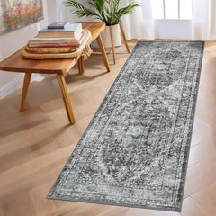 GARVEE Hallway Runner Rug 2x6 - Washable Retro Gray Kitchen Rugs Non Slip Soft Touch Carpet Runner Rug Stylish Rug Runner for Home Kitchen Bedroom Retro Gray