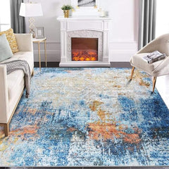 GARVEE Washable Rugs 2x3 Area Rugs for Bedroom Modern Area Rug for Living Room Abstract Rug Non Slip Carpet Throw Rugs Stain Resistant Office Rug Classroom Rug 5'x7' Blue Multi