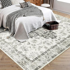 GARVEE Washable Medallion Printed Area Rug - Traditional Oriental Design, Low Profile Pile, Stain Resistant, Rubber Backing, Kid & Pet Friendly, Various Sizes - Ideal for Living Room, Bedroom, Kitchen, Office