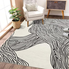 GARVEE Washable Rug 6x9 Modern Rugs for Living Room Soft Farmhouse Printed Abstract Rug Machine Washable Bedroom Rug Non Slip Non Shedding Foldable Rug for Nursery Dorm Kids Room Home Office Beige