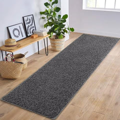 GARVEE Modern Runner Rug 2x8 ft Shaggy Non-Slip Rubber Backing Plush Soft Fluffy Entryway Kitchen Laundry Dark Grey