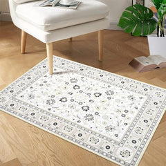 GARVEE Area Rug 2x3 Door Mat Washable Indoor Area Rug Vintage Rug Area Rug Distressed Medallion Area Rug Non Slip Boho Floor Carpet for Living Room Bedroom Kitchen Home Office, Ivory/Black