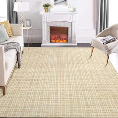 GARVEE 9x12 Washable Rug Modern Checkered Area Rug Indoor Plaid Print Floor Cover Soft Faux Wool Throw Carpet Aesthetic Rug Foldable Thin Rug Non-Slip Accent Rug for Living Room Bedroom Yellow