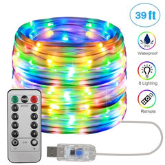 GARVEE 32.8FT 120 LED Rope Lights with Remote, Bright Color Changing Christmas Lights 8 Lighting Modes LED String Lights for Garden Patio Bedroom Party Wedding