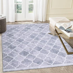 GARVEE Area Rug 5x7 Modern Rug Washable Rugs Non Slip Indoor Carpet Rug Geometric Rug Light Grey Distressed Rug Moroccan Carpet for Entryway Dining Room, Light Grey